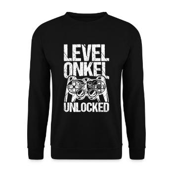 Level Onkel Freigeschaltet Geburt Party Gaming Gam - Unisex Pullover - Schwarz - Vorne - Alina (178cm) & Michal (187cm)