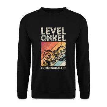 Level Onkel Freigeschaltet Geburt Party Gaming Gam - Unisex Pullover - Schwarz - Vorne - Alina (178cm) & Michal (187cm)