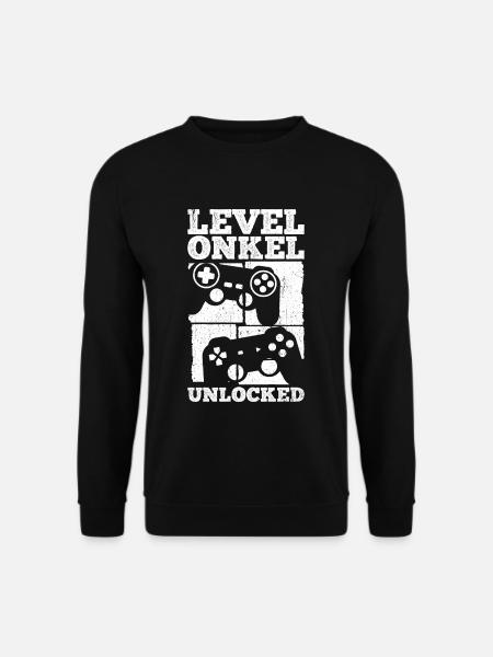 Level Onkel Freigeschaltet Geburt Party Zocker Gam - Unisex Pullover - Schwarz
