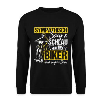 Motorradfahrer Natur Biker Mofa Mopded Motorrad - Unisex Pullover - Schwarz - Vorne - Alina (178cm) & Michal (187cm)