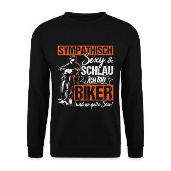 Motorradfahrer Natur Biker Mofa Motorrad Liebhaber - Unisex Pullover - Schwarz - Vorne - Alina (178cm) & Michal (187cm)