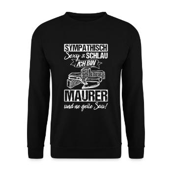 Maurer Job Maurermeister Meister Handwerker Maurer - Unisex Pullover - Schwarz - Vorne - Alina (178cm) & Michal (187cm)