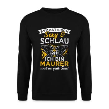 Maurer Job Maurermeister Geschenk Meister Handwerk - Unisex Pullover - Schwarz - Vorne - Alina (178cm) & Michal (187cm)