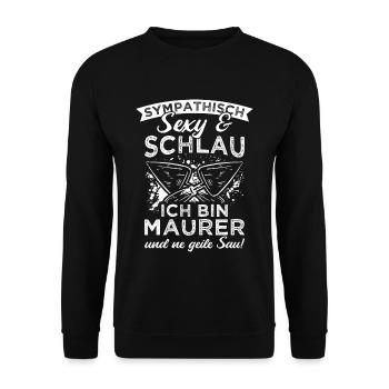 Maurer Job Maurermeister Meister Handwerker Maurer - Unisex Pullover - Schwarz - Vorne - Alina (178cm) & Michal (187cm)