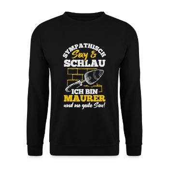 Maurer Job Maurermeister Geschenk Meister Handwerk - Unisex Pullover - Schwarz - Vorne - Alina (178cm) & Michal (187cm)