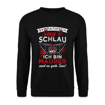 Maurer Job Maurermeister Geschenk Handwerker Beruf - Unisex Pullover - Schwarz - Vorne - Alina (178cm) & Michal (187cm)