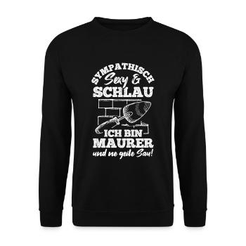 Maurer Job Maurermeister Meister Handwerker Maurer - Unisex Pullover - Schwarz - Vorne - Alina (178cm) & Michal (187cm)