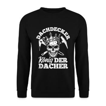 Dachdecker König Der Dächer Prüfung Kollege Bauste - Unisex Pullover - Schwarz - Vorne - Alina (178cm) & Michal (187cm)