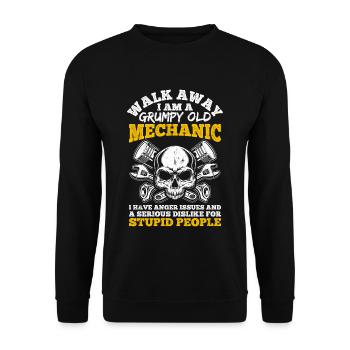 Walk Away I Am A Grumpy Old Mechanic Tuner Tuning - Unisex Sweatshirt - black - Front - Alina (178cm) & Michal (187cm)