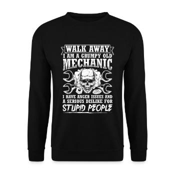 Walk Away I'm a grumpy old mechanic - Unisex Sweatshirt - black - Front - Alina (178cm) & Michal (187cm)
