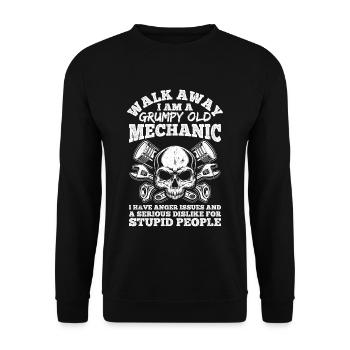 Walk Away I'm a grumpy old mechanic - Unisex Sweatshirt - black - Front - Alina (178cm) & Michal (187cm)