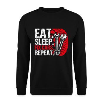 Eat Sleep Fix Cars Repeat Car Guy Tuner Garage Mec - Unisex Sweatshirt - black - Front - Alina (178cm) & Michal (187cm)