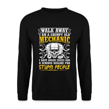 Walk Away I Am A Grumpy Old Mechanic Tuner Tuning - Unisex Sweatshirt - black - Front - Alina (178cm) & Michal (187cm)