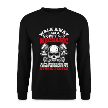 Walk Away I'm a grumpy old mechanic - Unisex Sweatshirt - black - Front - Alina (178cm) & Michal (187cm)