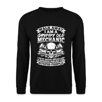 Walk Away I Am A Grumpy Old Mechanic Tuner Tuning - Unisex Sweatshirt - black - Front - Alina (178cm) & Michal (187cm)