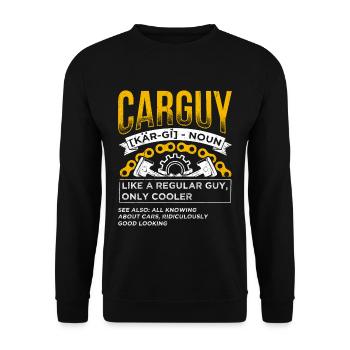 Car Guy Like A Regular Guy Tuning Autoliebhaber Re - Unisex Pullover - Schwarz - Vorne - Alina (178cm) & Michal (187cm)