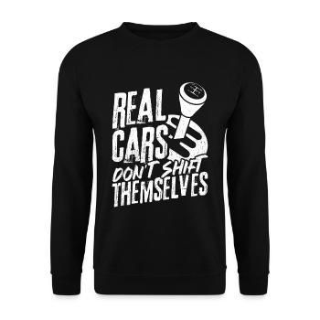 Echte Autos schalten sich nicht von selbst Tuner C - Unisex Pullover - Schwarz - Vorne - Alina (178cm) & Michal (187cm)