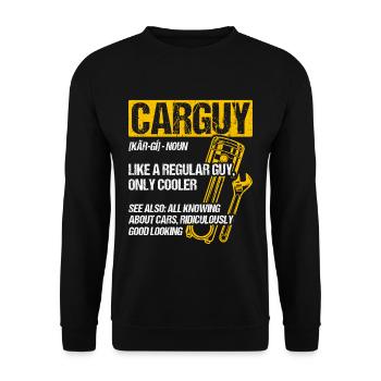 Car Guy Like A Regular Guy Tuning Autoliebhaber Re - Unisex Pullover - Schwarz - Vorne - Alina (178cm) & Michal (187cm)