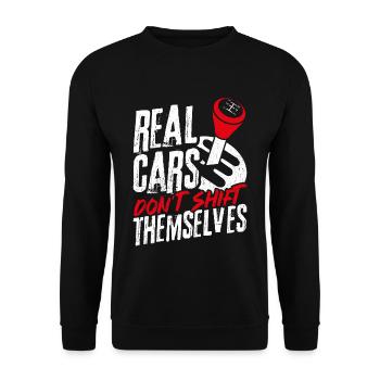 Echte Autos schalten sich nicht selbst Werkzeuge G - Unisex Pullover - Schwarz - Vorne - Alina (178cm) & Michal (187cm)