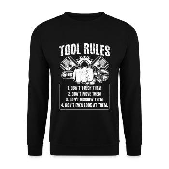 Règles de l’outil : Ne pas toucher, Déplacer, Emprunter - Sweat-shirt Unisexe - noir - Devant - Alina (178cm) & Michal (187cm)