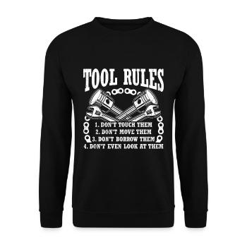 Règles de l’outil : Ne pas toucher, Déplacer, Emprunter - Sweat-shirt Unisexe - noir - Devant - Alina (178cm) & Michal (187cm)