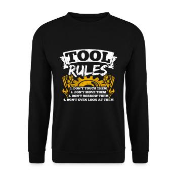 Règles de l’outil : Ne pas toucher, Déplacer, Emprunter - Sweat-shirt Unisexe - noir - Devant - Alina (178cm) & Michal (187cm)