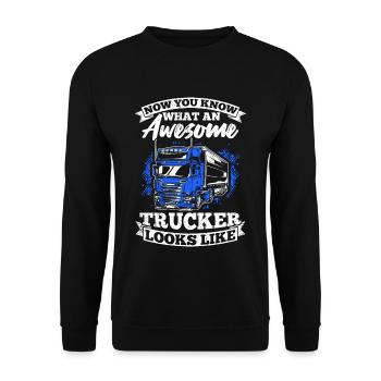 Jetzt weißt du, wie ein toller Trucker aussieht Tr - Unisex Pullover - Schwarz - Vorne - Alina (178cm) & Michal (187cm)
