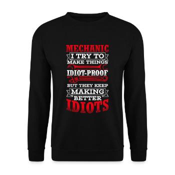 Mécanicien J’essaie de rendre les choses idiotes à l’épreuve du réglage T - Sweat-shirt Unisexe - noir - Devant - Alina (178cm) & Michal (187cm)