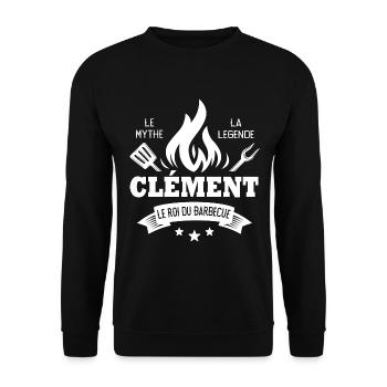Clément barbecue Cadeau Humour personnalilé - Sweat-shirt Unisexe - noir - Devant - Alina (178cm) & Michal (187cm)