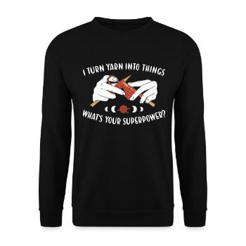 I Turn Yarn Into Things Knitting - Unisex Sweatshirt - black - Front - Alina (178cm) & Michal (187cm)