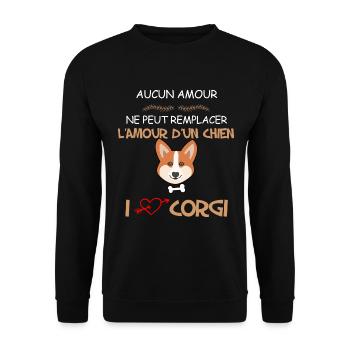 Amour de Chien Corgi - Sweat-shirt Unisexe - noir - Devant - Alina (178cm) & Michal (187cm)