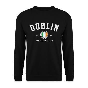Dublin Ireland – Vintage Irish Flag - Unisex Sweatshirt - black - Front - Alina (178cm) & Michal (187cm)
