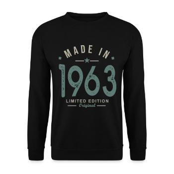 made in 1963 anniversaire 59 ans cadeau humour - Sweat-shirt Unisexe - noir - Devant - Alina (178cm) & Michal (187cm)