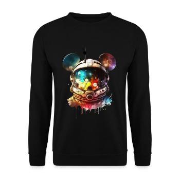 Astronaut Maus, Helm, Raumanzug, Weltraum, Space - Unisex Pullover - Schwarz - Vorne - Alina (178cm) & Michal (187cm)