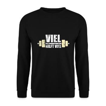 Bodybuilding - Viel hilft viel - Unisex Pullover - Schwarz - Vorne - Alina (178cm) & Michal (187cm)