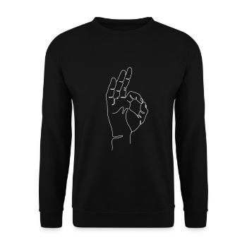 OK Zeichen in weiß - Unisex Pullover - Schwarz - Vorne - Alina (178cm) & Michal (187cm)