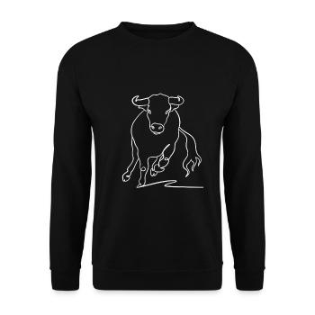 Dessin au trait de taureau sur blanc - Sweat-shirt Unisexe - noir - Devant - Alina (178cm) & Michal (187cm)