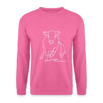 Stier Strichzeichnung in weiß - Unisex Pullover - Pink - Vorne