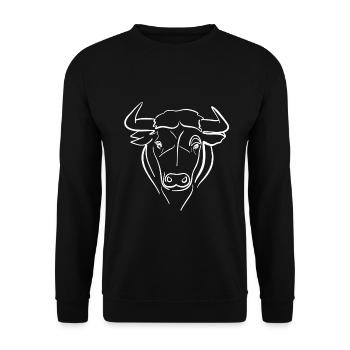 Dessin au trait de taureau sur blanc - Sweat-shirt Unisexe - noir - Devant - Alina (178cm) & Michal (187cm)