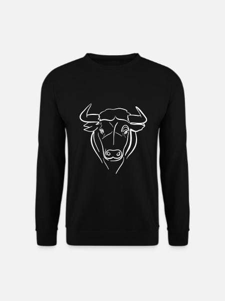 Bull line drawing over white - Unisex Sweatshirt - black
