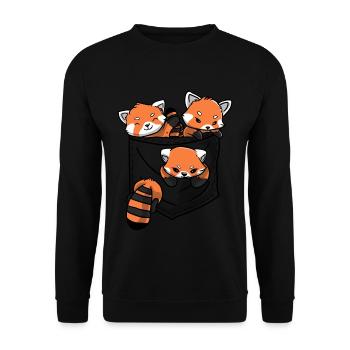 Panda Rouge Amateur d’animaux Petit Panda Ours Rouge - Sweat-shirt Unisexe - noir - Devant - Alina (178cm) & Michal (187cm)