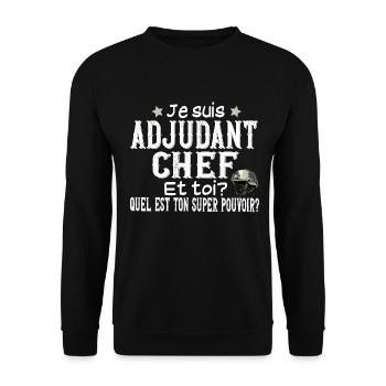 Adjudant Chef Militaire Armée Métier Super Pouvoir - Sweat-shirt Unisexe - noir - Devant - Alina (178cm) & Michal (187cm)