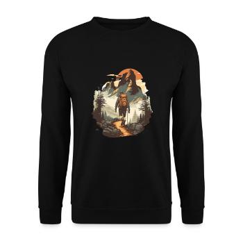 Hiking pleasure, desire to hike - Unisex Sweatshirt - black - Front - Alina (178cm) & Michal (187cm)