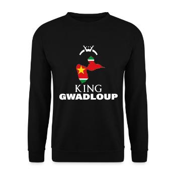 Guadeloupe. Karte der Flagge von Guadeloupe - Unisex Pullover - Schwarz - Vorne - Alina (178cm) & Michal (187cm)