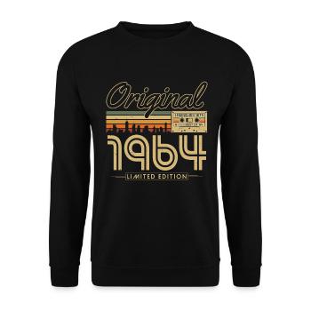 1964 Jahrgang Geburtstag Vintage Retro Geschenk - Unisex Pullover - Schwarz - Vorne - Alina (178cm) & Michal (187cm)
