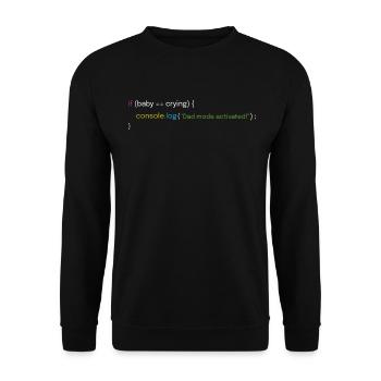 Vater- und Coding-Design - Unisex Pullover - Schwarz - Vorne - Alina (178cm) & Michal (187cm)