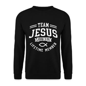 Team Jesus John 3:16 Lifetime Member - Unisex Sweatshirt - black - Front - Alina (178cm) & Michal (187cm)
