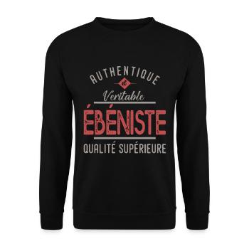 ébéniste authentique cadeau métier ébéniste - Sweat-shirt Unisexe - noir - Devant - Alina (178cm) & Michal (187cm)