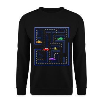 Road bike road, gamer, gaming, racing bike, cars - Unisex Sweatshirt - black - Front - Alina (178cm) & Michal (187cm)
