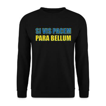 si vis pacem para bellum, Frieden, Ukraine, Spruch - Unisex Pullover - Schwarz - Vorne - Alina (178cm) & Michal (187cm)